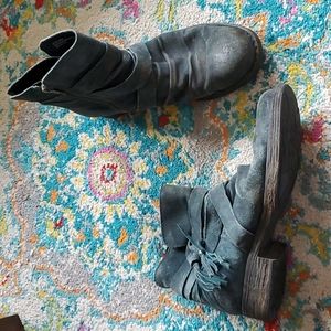 Born Eton in Petrolio Distressed Blue Suede Booties Size 9.5